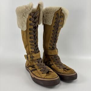 CONVERSE ALL STAR XXHI Brown Boot Fur Suede LEATHER Womens 8.5 Mens 6.5 READ!